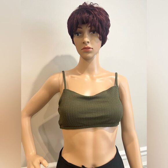 NWT Dkny Women's Textured Bralette Bikini Top Swimsuit Green - Picture 5 of 7